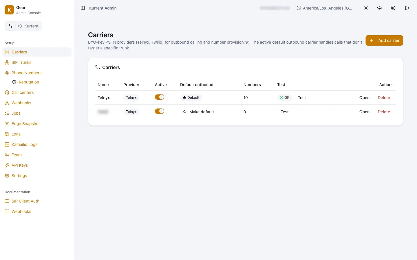 The Kurrent Carriers screen