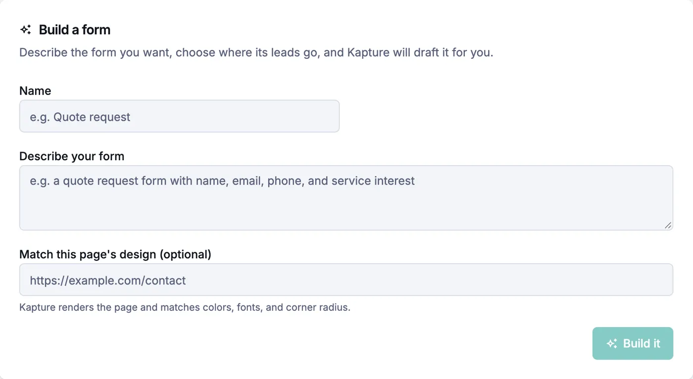 The Kapture form builder